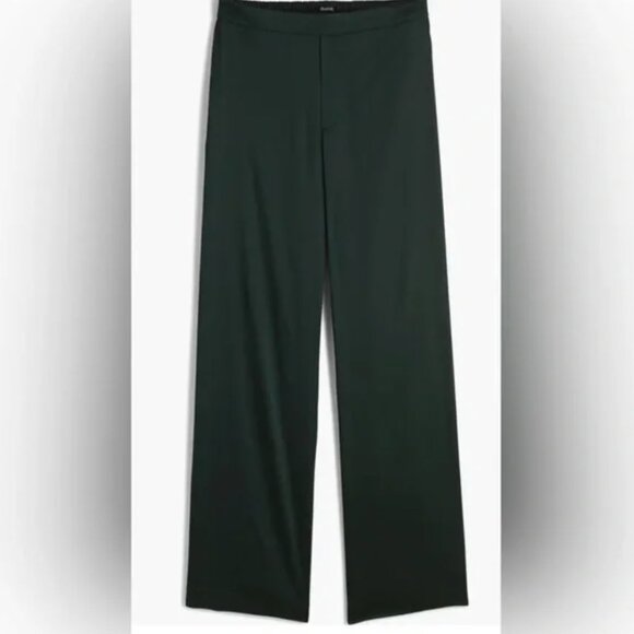 Madewell - Pull On Straight Pants in Stretch Satin - Forest Green - small - Picture 3 of 6